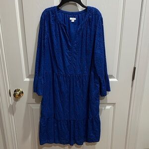 J. Jill Royal Blue Eyelet Dress